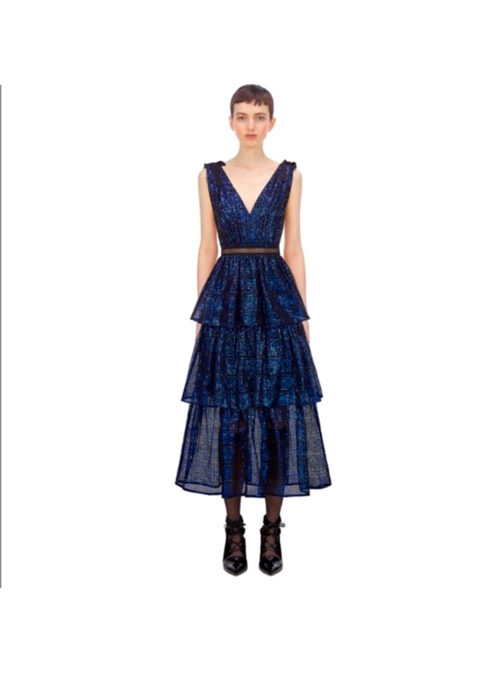 Like New! Self-Portrait Sequin Checked Midi Dress